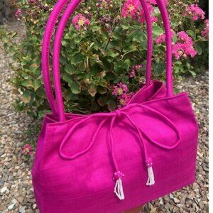 TABITHA FUCHSIA 100% Hand-Woven SILK PURSE
